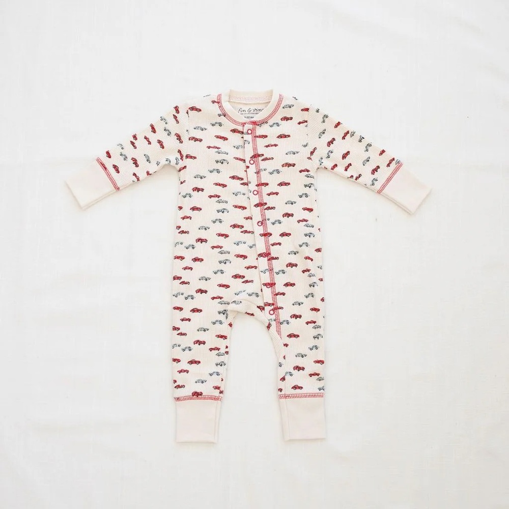 Fin & Vince Cars Waffle  Longjohns 4/5yrs